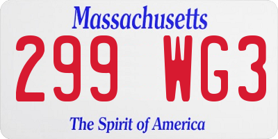 MA license plate 299WG3