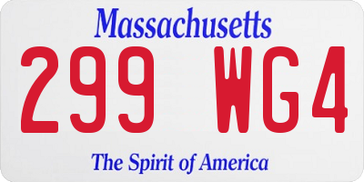 MA license plate 299WG4