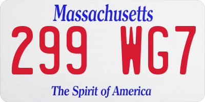 MA license plate 299WG7