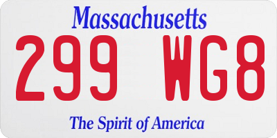 MA license plate 299WG8