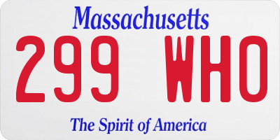MA license plate 299WH0