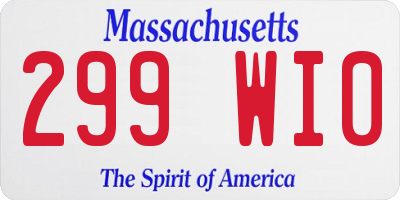 MA license plate 299WI0