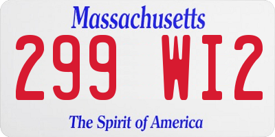 MA license plate 299WI2