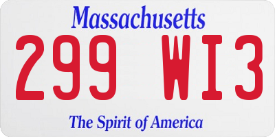 MA license plate 299WI3