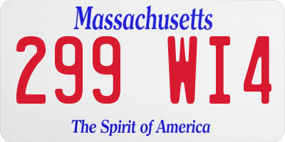 MA license plate 299WI4