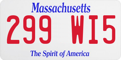 MA license plate 299WI5