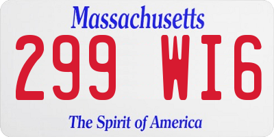 MA license plate 299WI6