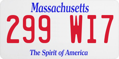 MA license plate 299WI7
