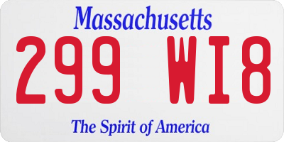 MA license plate 299WI8