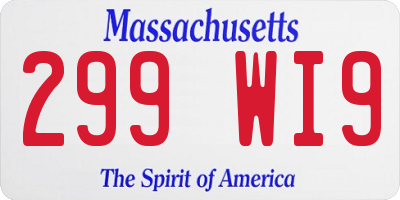 MA license plate 299WI9
