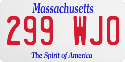 MA license plate 299WJ0
