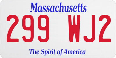 MA license plate 299WJ2