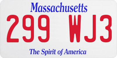 MA license plate 299WJ3
