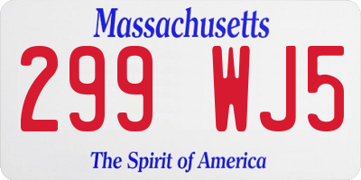MA license plate 299WJ5