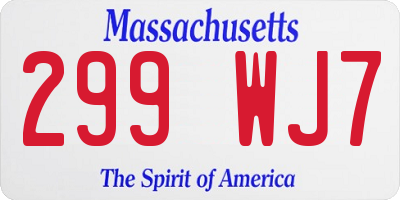 MA license plate 299WJ7