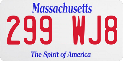 MA license plate 299WJ8