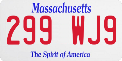 MA license plate 299WJ9