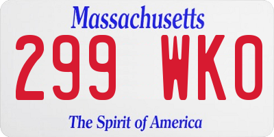 MA license plate 299WK0