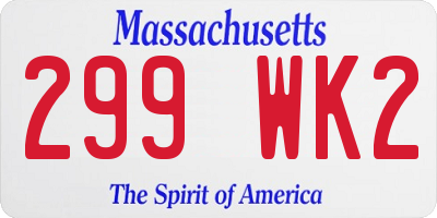 MA license plate 299WK2