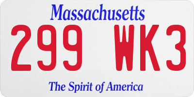 MA license plate 299WK3
