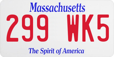 MA license plate 299WK5