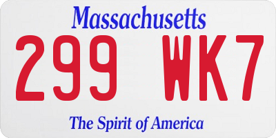 MA license plate 299WK7