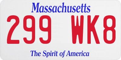MA license plate 299WK8