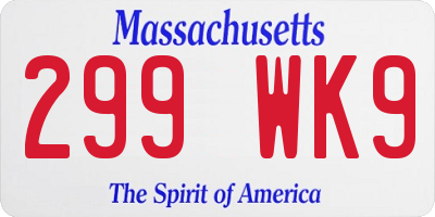 MA license plate 299WK9
