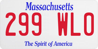 MA license plate 299WL0