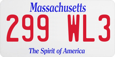 MA license plate 299WL3