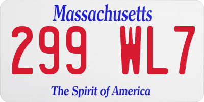 MA license plate 299WL7