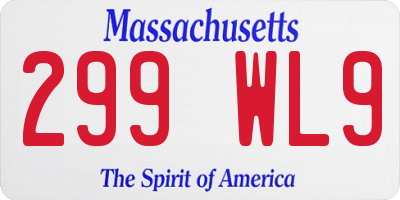 MA license plate 299WL9