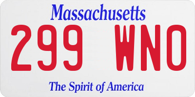 MA license plate 299WN0