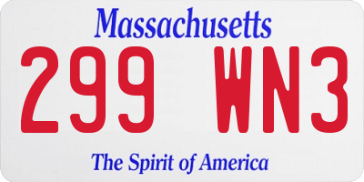 MA license plate 299WN3