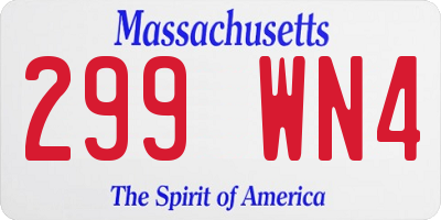 MA license plate 299WN4