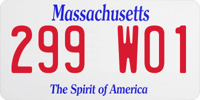 MA license plate 299WO1