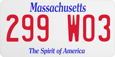 MA license plate 299WO3