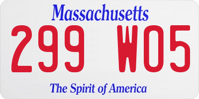 MA license plate 299WO5