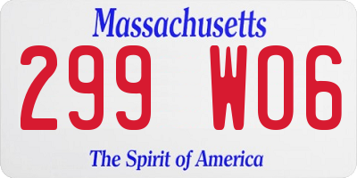 MA license plate 299WO6