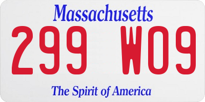MA license plate 299WO9