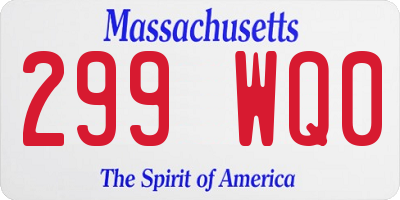 MA license plate 299WQ0
