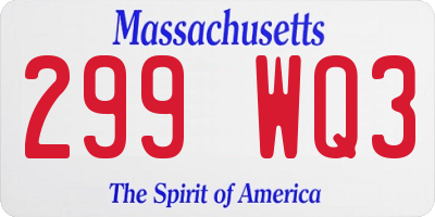 MA license plate 299WQ3