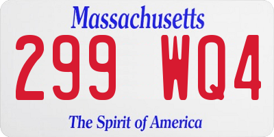 MA license plate 299WQ4