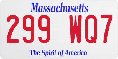 MA license plate 299WQ7