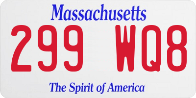 MA license plate 299WQ8