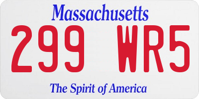 MA license plate 299WR5
