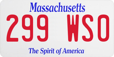 MA license plate 299WS0