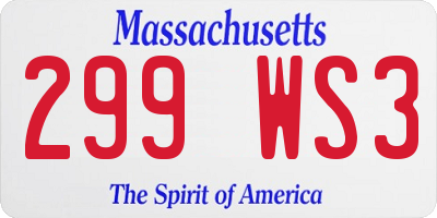 MA license plate 299WS3
