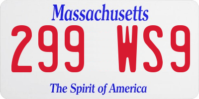 MA license plate 299WS9