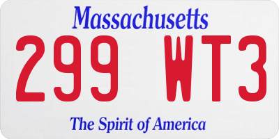 MA license plate 299WT3